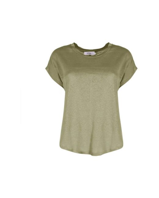 Not Shy Tops ,Groen ,Linnen Zoe Military Linnen T-Shirt in het Green
