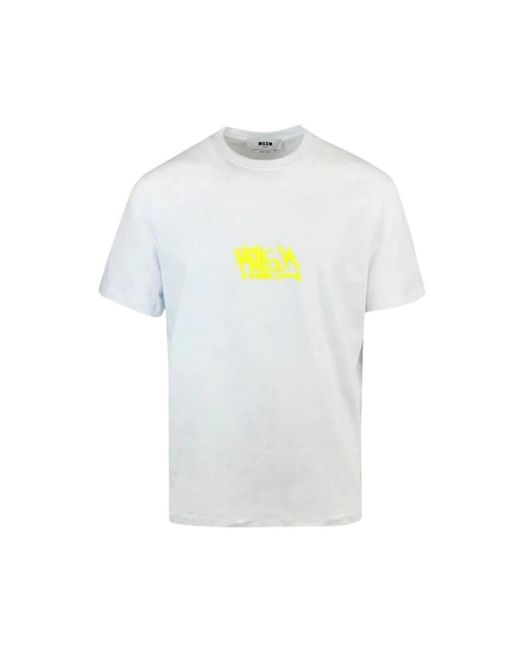 MSGM Tops ,Wit ,Katoen Wit Optisch Katoenen T-Shirt in het White voor heren