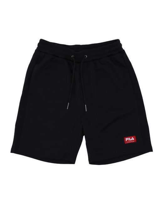 Fila Korte Broeken ,Zwart ,Polyester Zwarte Beauty Elastische Taille Shorts in het Blue voor heren