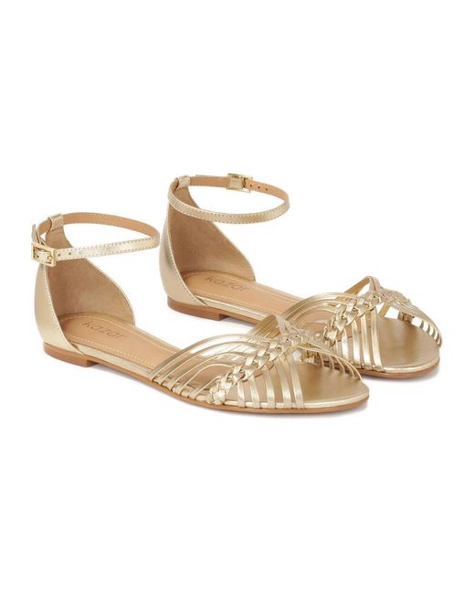 Kazar Metallic Goldene Flache Sandalen Mit Eingebautem Absatz