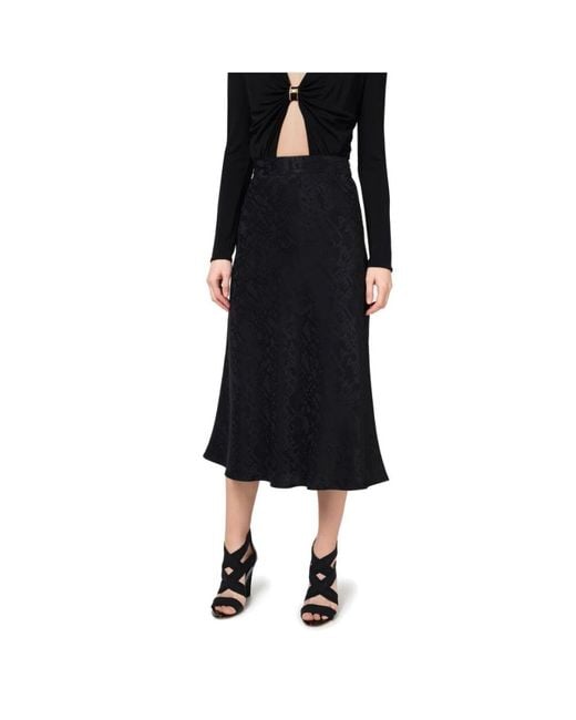 Elisabetta Franchi Blue Ausgestellter Midi-Rock Mit Jacquard-Buchstaben