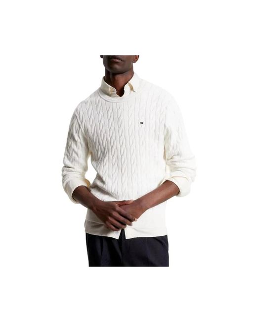 Tommy Hilfiger Weiße sweaters mit logo und flechtmuster in Weiß für Herren  | Lyst DE