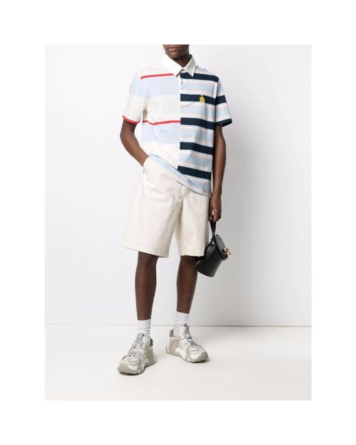 Lanvin Tops ,Wit ,Katoen Patchwork Logo Polo Shirt in het Blue voor heren