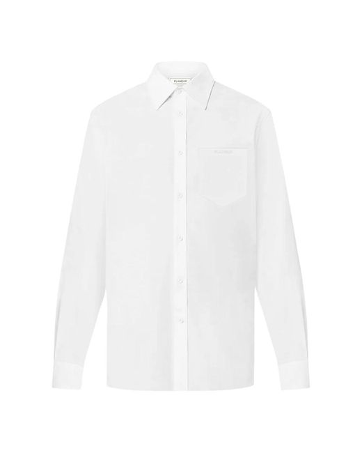 flâneur Weiße Baumwoll-Popeline Regular Hemd in White für Herren