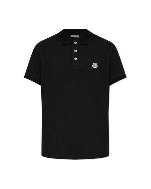 Moncler Polo Met Logo Patch in het Black voor heren