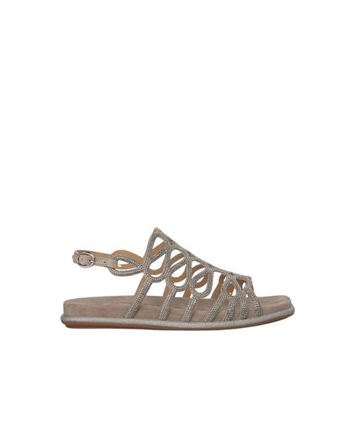 Alma En Pena. Brown Glitter interlaced flache sandale