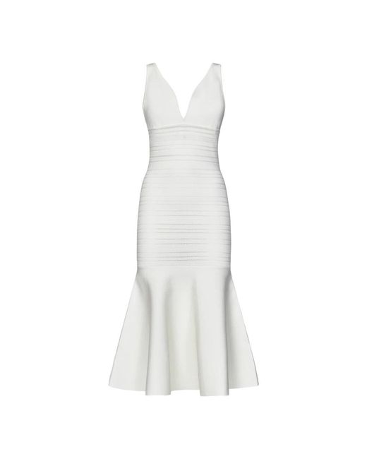 Victoria Beckham White Frame Detail Dress Midi Dress