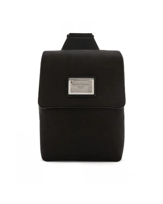 Dolce & Gabbana Schwarzer logo plaque mini rucksack in Black für Herren