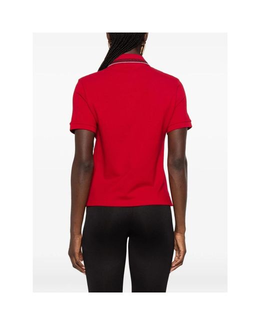 Versace Geborduurd-Logo Katoenen Piqué Polo in het Red