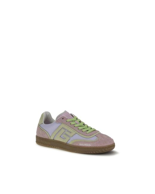 Balmain Gray Multicolor Calf Leather Bos Taurus Athletic Sneakers