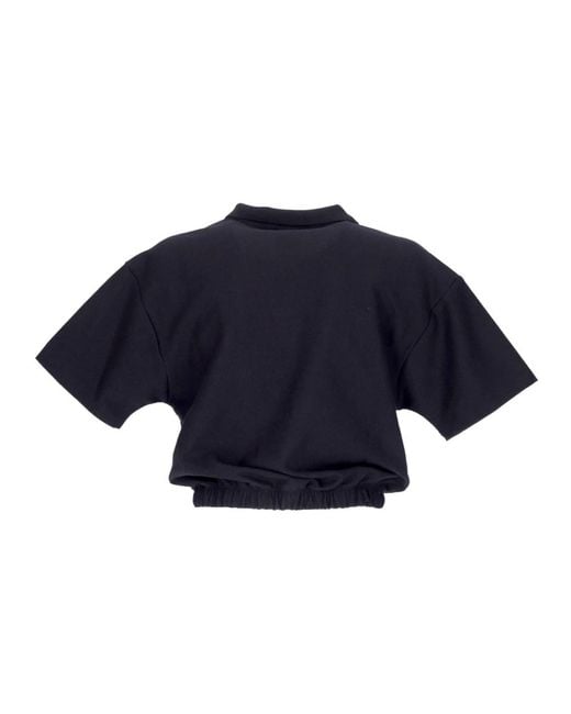 Nike Fitness ,Zwart ,Katoen Zwart/Wit Air Pique Crop Polo in het Blue