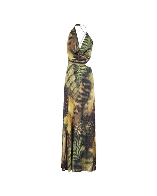 Amazuìn Metallic Jungle Print Asymmetrisches Kleid