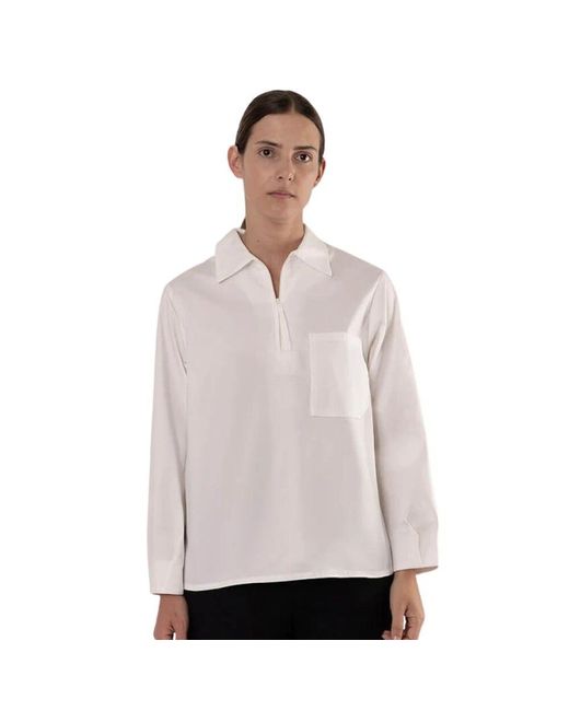 Chie Mihara White Weiße oversized popeline bluse mit puffärmeln