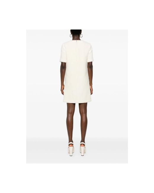 Gucci Kleedjes ,Wit ,Wol Witte Wol Tweed Jurk Met Cc Logo in het Natural