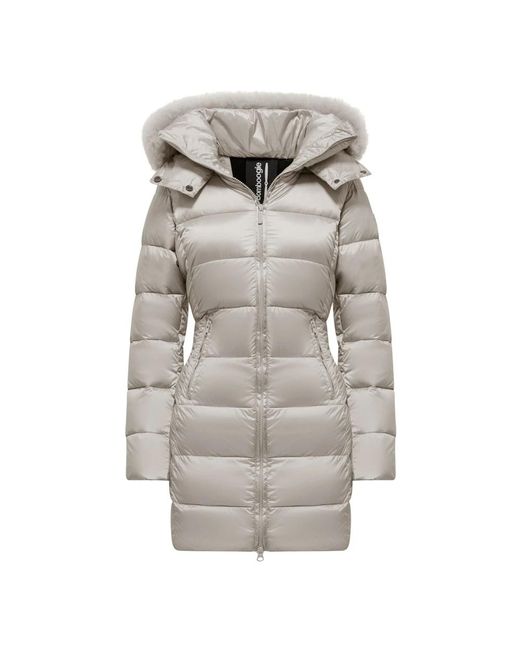 Bomboogie Nylon Donsjas Met Bontafwerking in het Gray