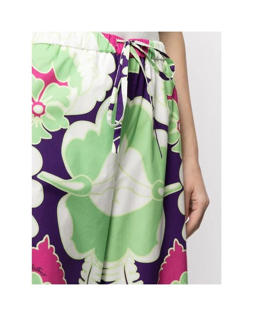 Valentino White Bedruckte Hose Mit Weitem Bein
