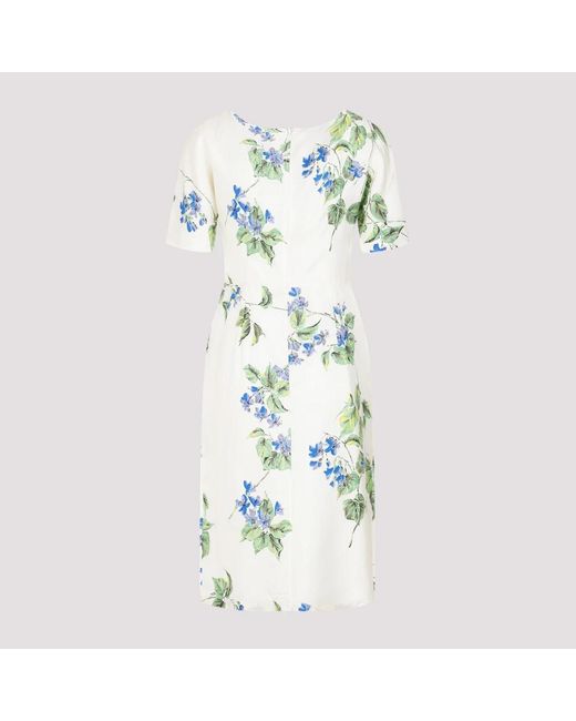 Prada Blue Nude & Neutral Cupro Midi Dress