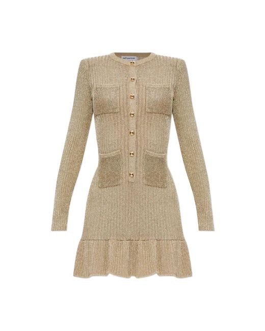 Self-Portrait Knitted Dresses in het Natural