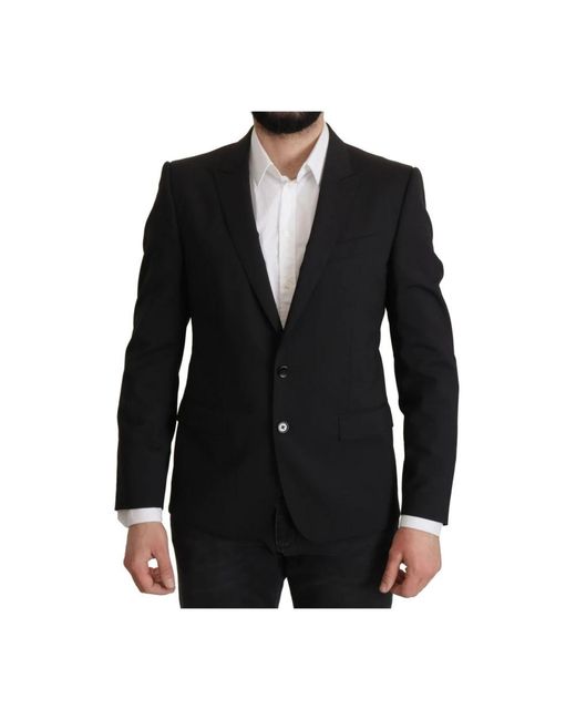 Dolce & Gabbana Indrukwekkende Italiaanse Wol Effen Blazer Jack in het Black voor heren