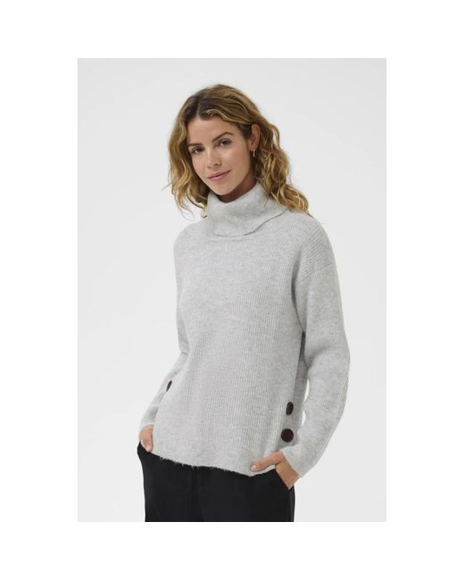 Cream Truien & Vesten ,Grijs ,Leer Coltruien in het Gray