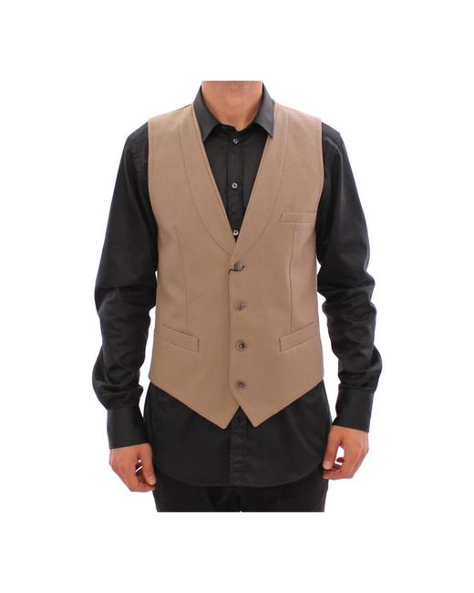 Dolce & Gabbana Slim fit button front dress vest in Black für Herren