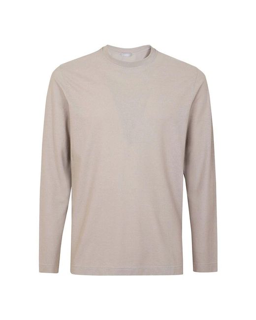 Zanone Ice cotton langarm t-shirt in Gray für Herren