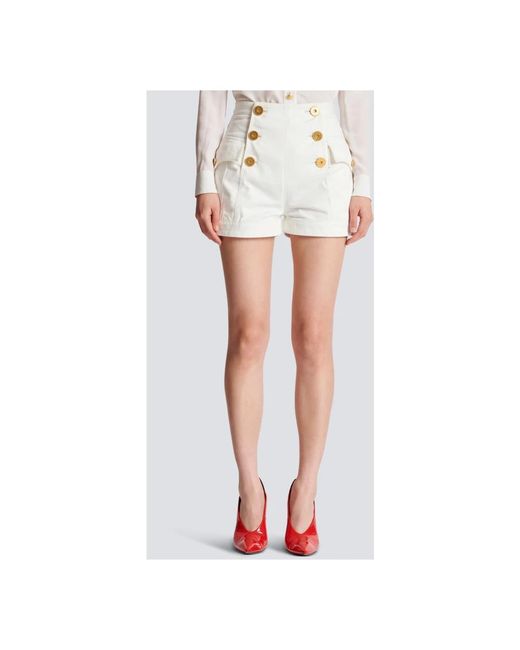 Balmain White Short Shorts