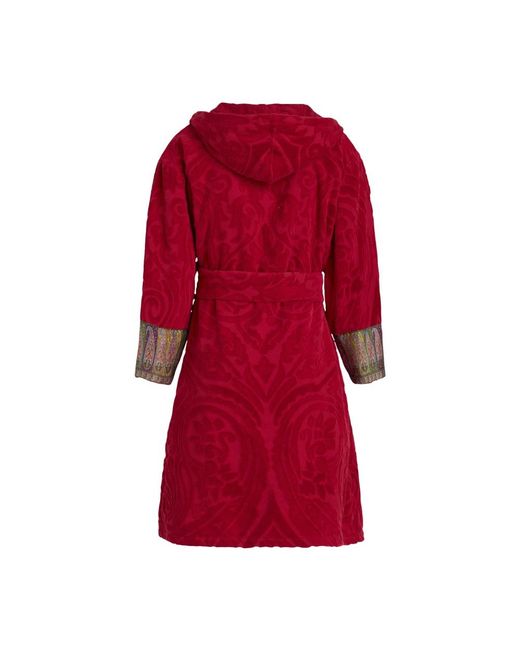 Etro Nachtkleding ,Rood ,Katoen New Tradition Badjas Met Capuchon in het Red