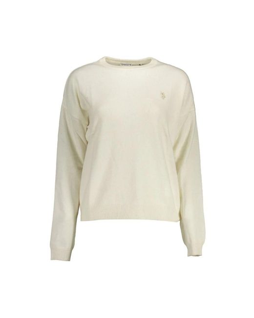 U.S. POLO ASSN. White Round-Neck Knitwear
