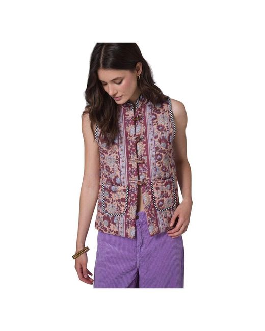 Manoush Purple Bohemian blumen ärmellose jacke oush