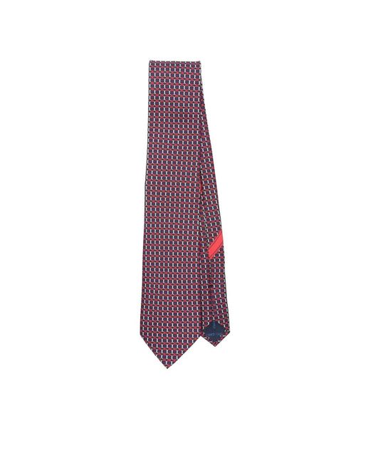 Ferragamo Accessoires ,Veelkleurig ,Geometrisch Kettingpatroon Puntige Stropdas in het Purple voor heren
