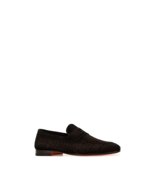 Santoni Black Loafers for men