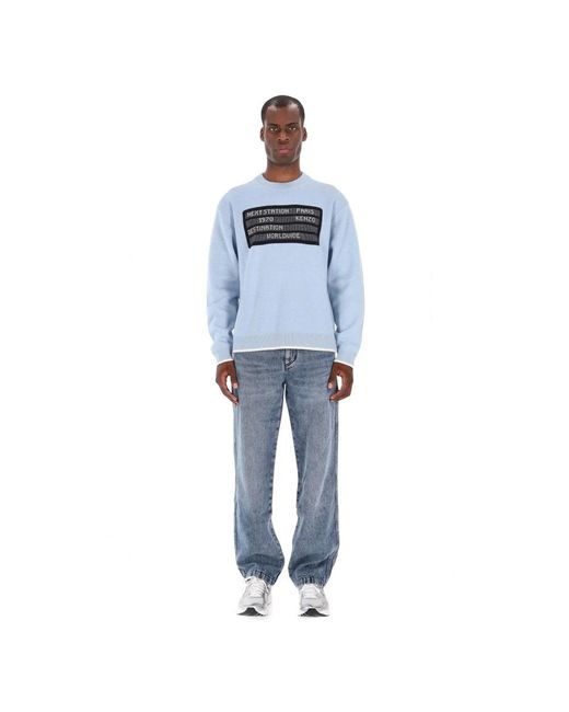 KENZO Blue Round-Neck Knitwear for men
