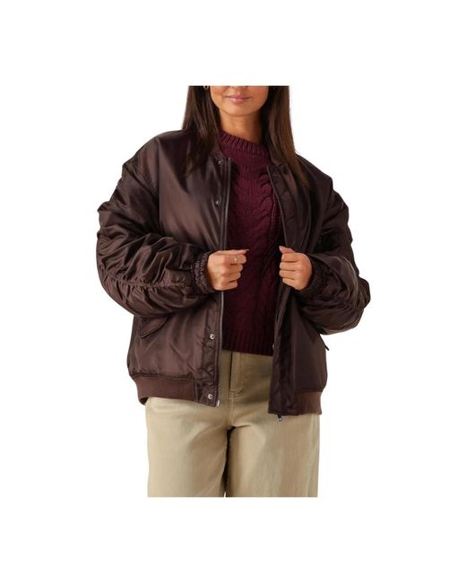 Object Jassen ,Bruin ,Polyester Objmary Oversized Bomberjack in het Brown