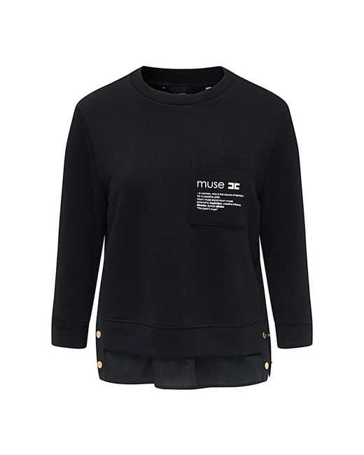 Elisabetta Franchi Black Round-Neck Knitwear