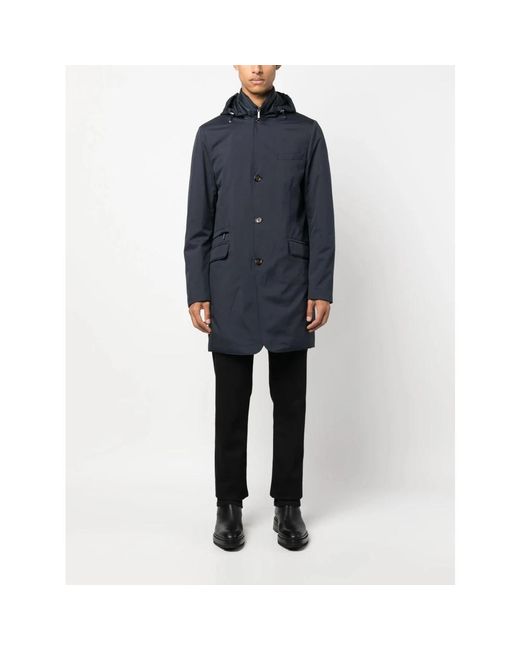 Moorer Jassen ,Blauw ,Leer Redon-Skt Hooded Coat in het Blue voor heren