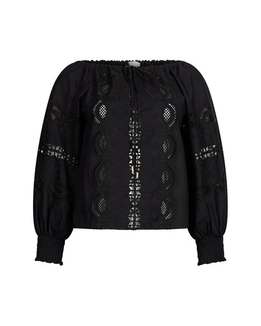Liu Jo Black Schwarzes Off-Shoulder Besticktes Top