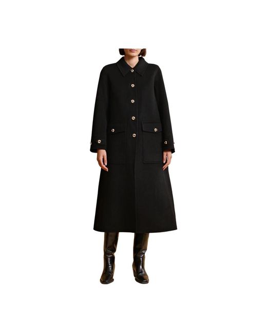 byTiMo Jassen ,Zwart ,Wol Elegante Wollen Jas in het Black