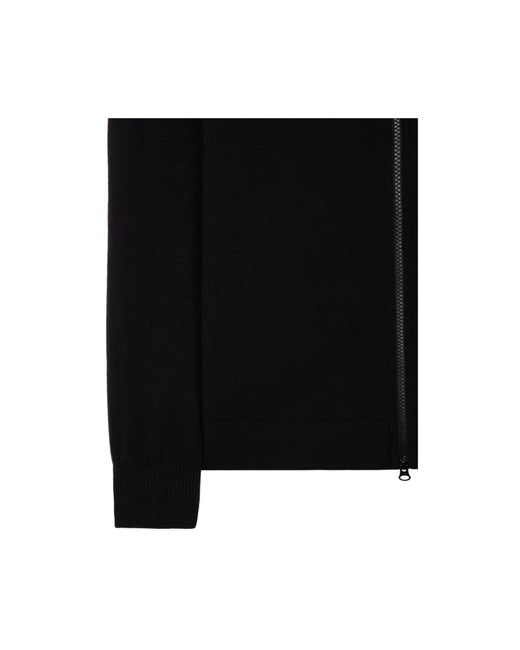 Stone Island Schwarzer strick-cardigan mit zwei-wege-reißverschluss in Black für Herren