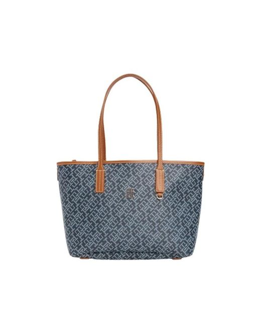 Tommy Hilfiger Blue Monogramm-Tasche Mit Strukturierter Oberfläche