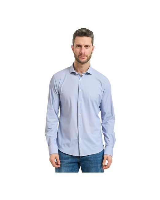 Yes Zee Stretch Micro-Pattern Shirt in het Blue voor heren
