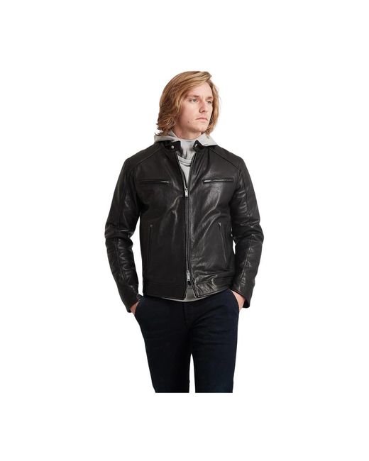 Dondup Leder Bikerjacke in Black für Herren