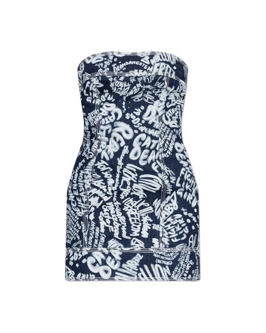 DSquared² Off-Shoulder Denim Jurk in het Blue