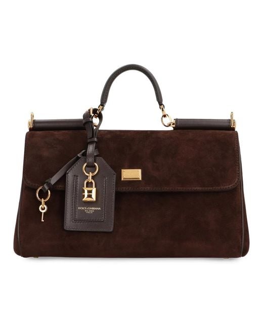 Dolce & Gabbana Sicily Suede Handtas in het Brown