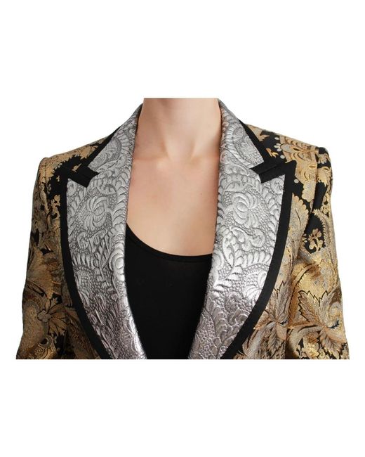 Dolce & Gabbana Black Schwarze gold jacquard blazer jacke