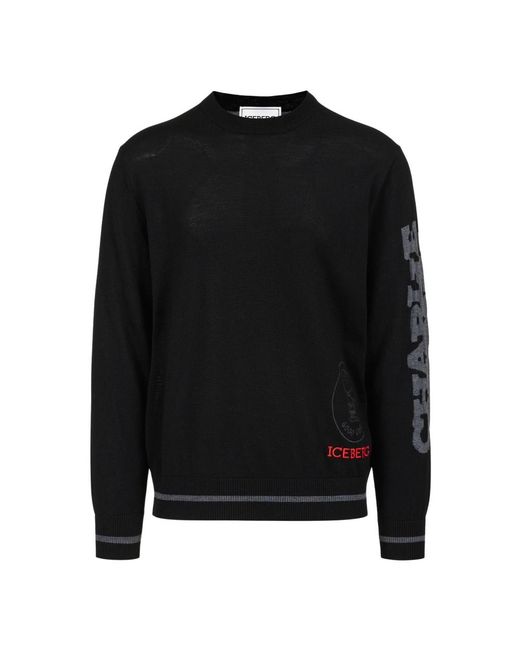 Round-Neck Knitwear di Iceberg in Black da Uomo