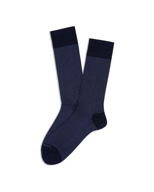 Marcoliani Kniehohe Birdseye Socken in Blue für Herren