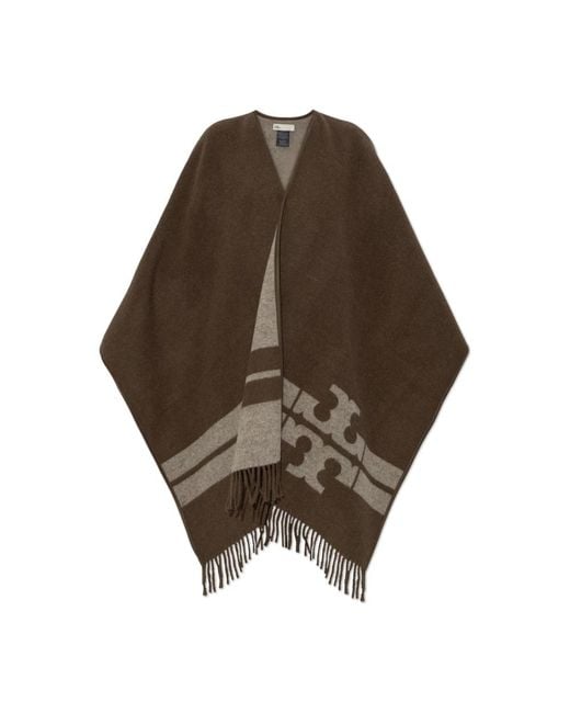 Tory Burch Logo Poncho in het Brown