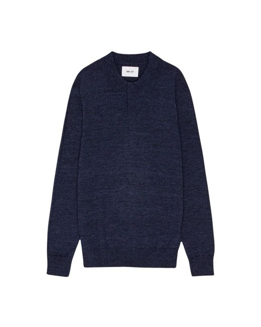 NN07 Blue V-Neck Knitwear for men