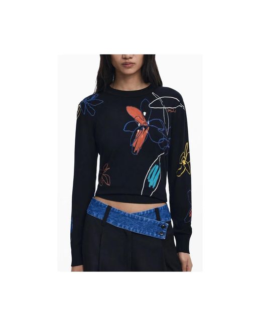 Round-Neck Knitwear Desigual en coloris Blue